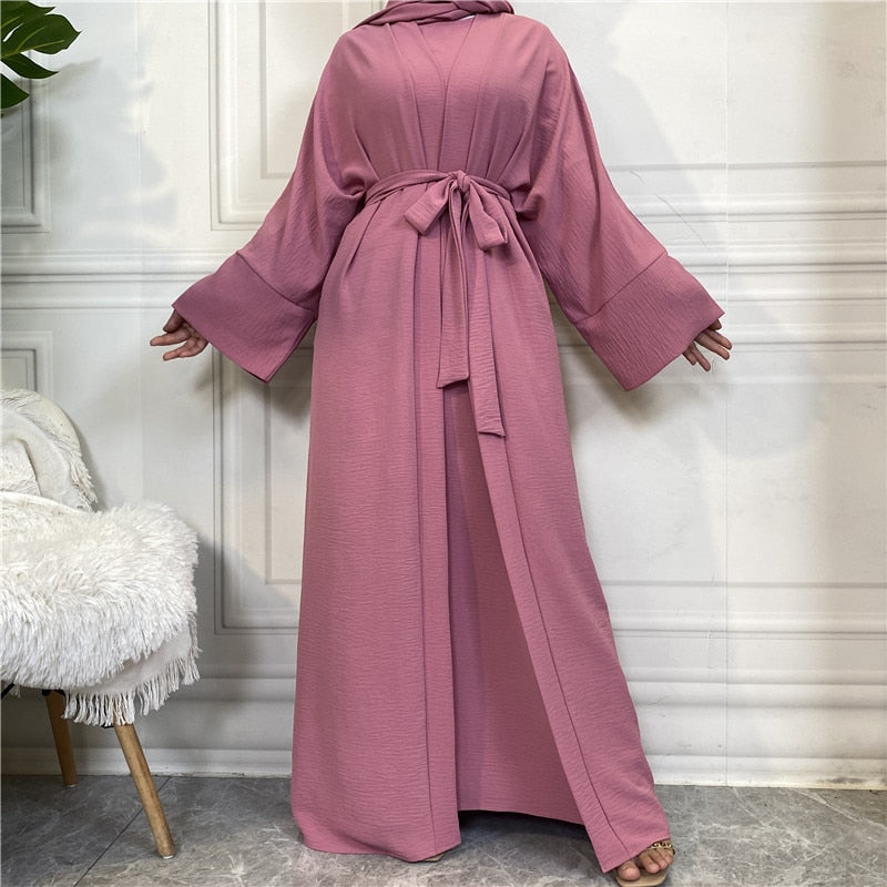 Women Open Abaya Kaftan Dubai Turkey 2 Piece Muslim's Set Luxury Islam Robe African Dress Kimono Morocco Clothing Caftan Fashion