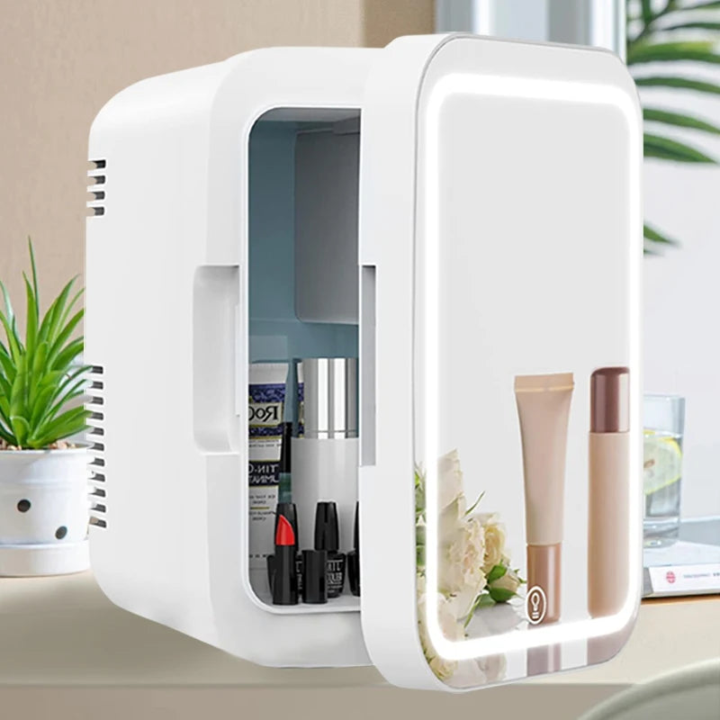 4L Mini Mirror Fridge,Makeup Skincare Beauty Refrigerator, Mini Fridge