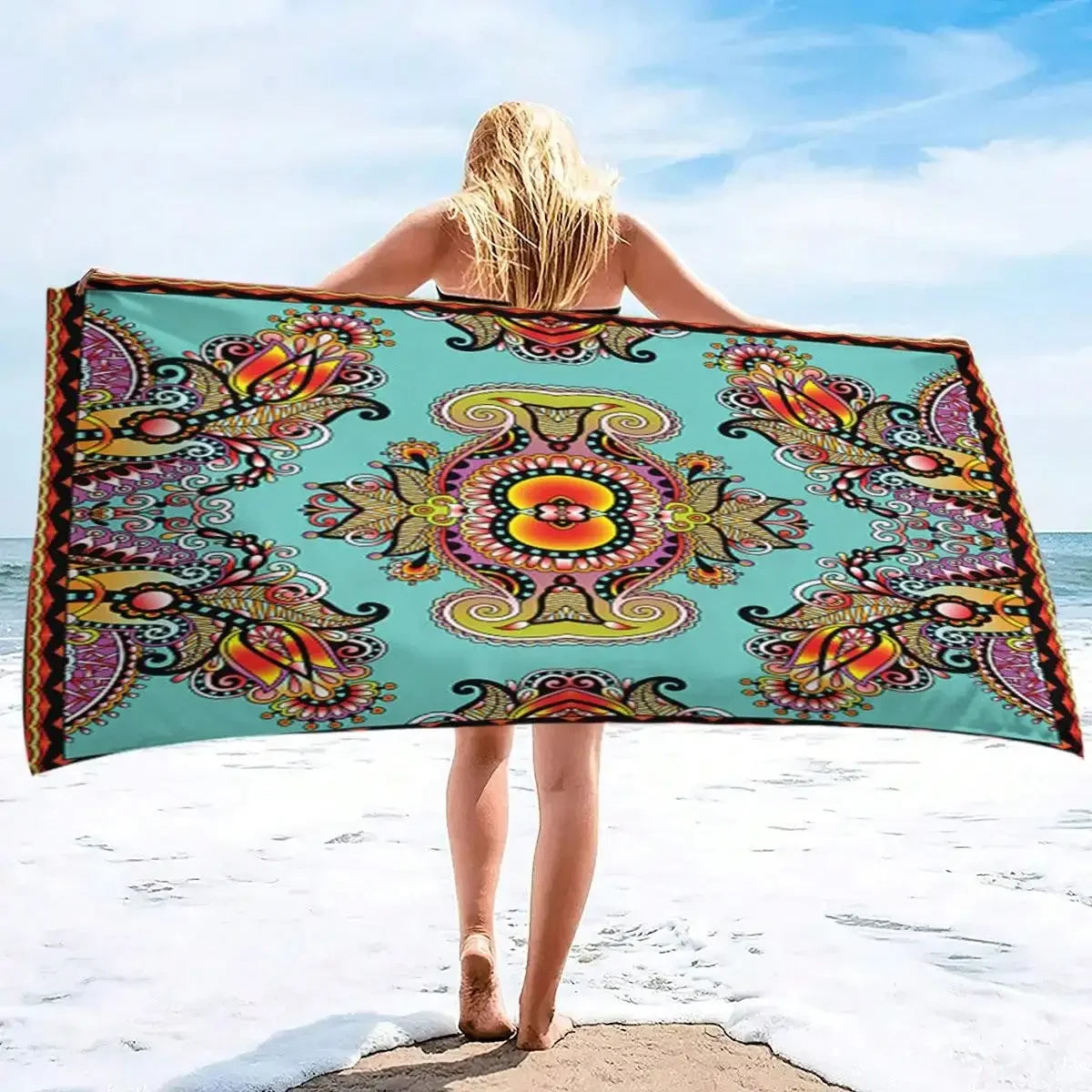 Unisex Ultra-Soft Fiber Plant Floral Animal Patterns Lightweight Travel Outdoor Sports Fitness Beach Towel/Sarong