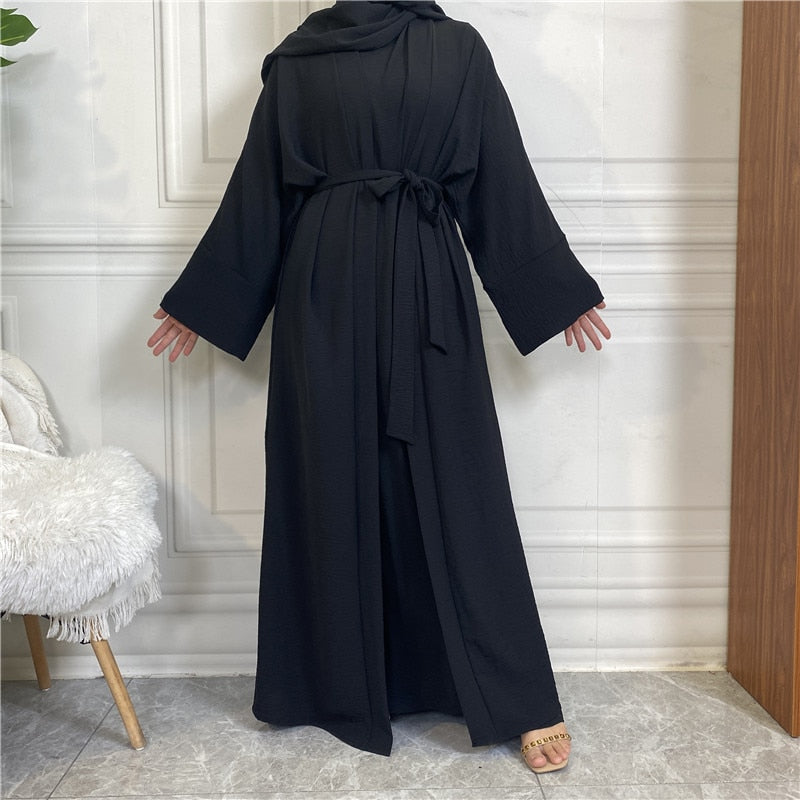 Women Open Abaya Kaftan Dubai Turkey 2 Piece Muslim's Set Luxury Islam Robe African Dress Kimono Morocco Clothing Caftan Fashion