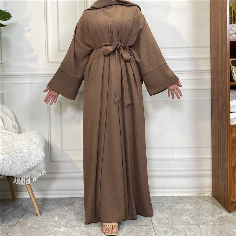 Women Open Abaya Kaftan Dubai Turkey 2 Piece Muslim's Set Luxury Islam Robe African Dress Kimono Morocco Clothing Caftan Fashion