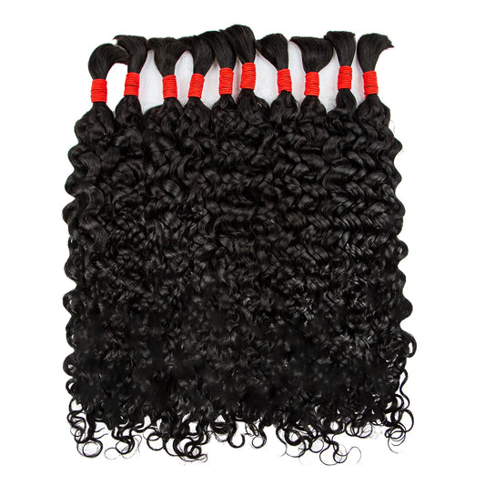 Natural Human Braiding Hair Deep Water Wave Bulk Virgin Curly Hair Extensions for Boho Braids