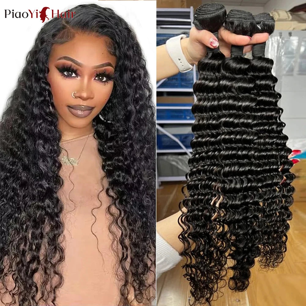 26 28 30Inch Deep Wave 100% Raw Top Quality Human Hair Bundles For Women Hair Extensions