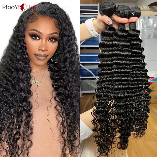 26 28 30Inch Deep Wave 100% Raw Top Quality Human Hair Bundles For Women Hair Extensions