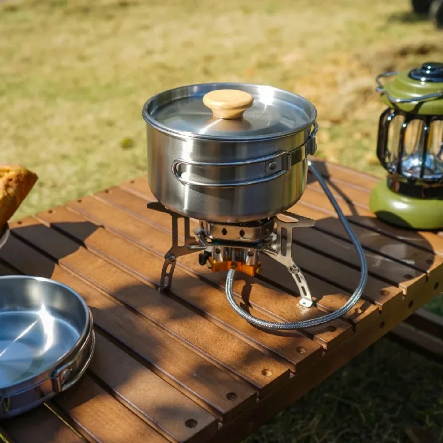 Camping Cookware Stainless Steel Cooking set Outdoor Tableware Kettle Pot Pan Bowl Hiking trip BBQ Picnic