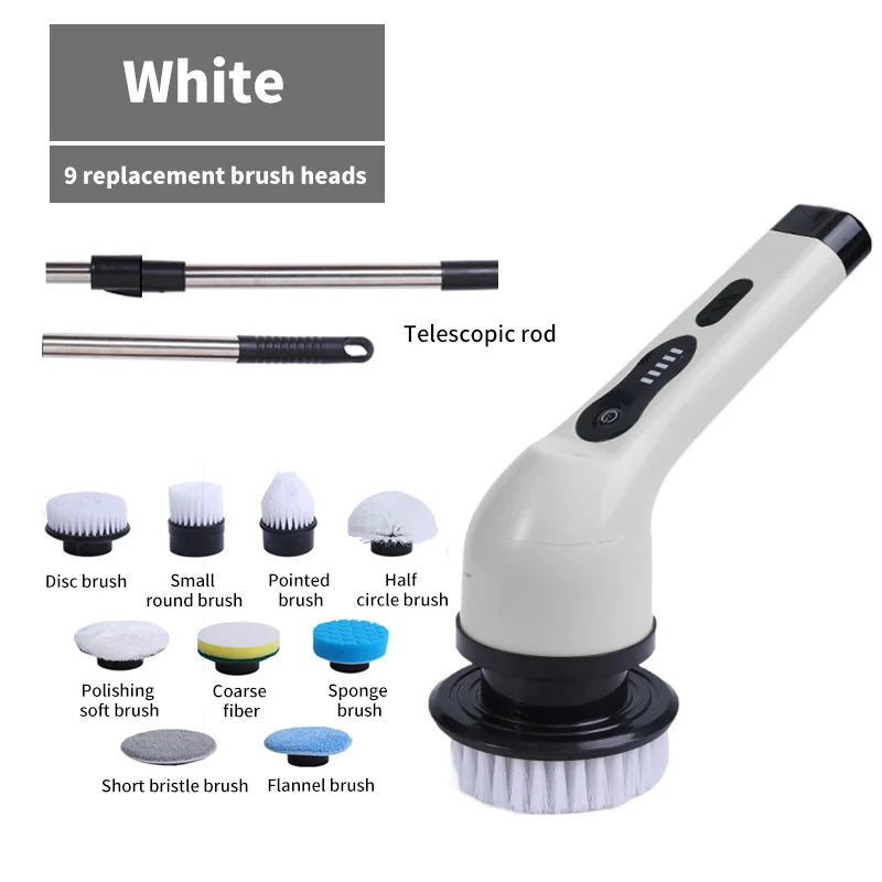 9-in-1 Electric Cleaning Brush Spin Scrubber Electric Cleaning Tools Parlour Kitchen Bathroom Cleaning Gadgets