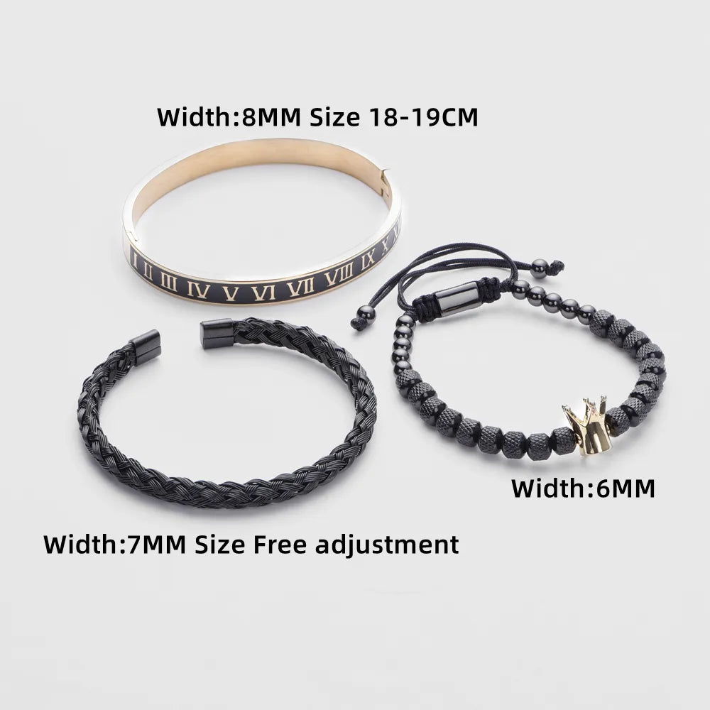 Luxury Enamel Bracelet Royal Crown Charm Men Stainless Steel Adjustable Bracelet Couple