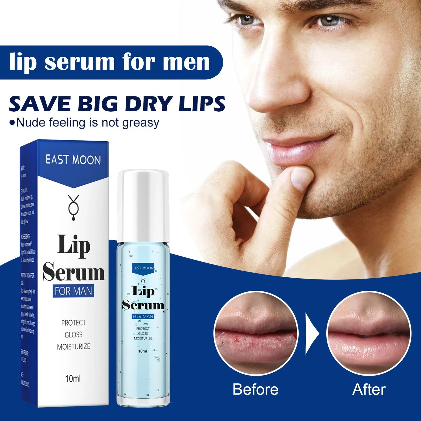 Lip Serum for Men Hydrating Fine Lines Moisturizing Skin Anti Cracking Lip Essence