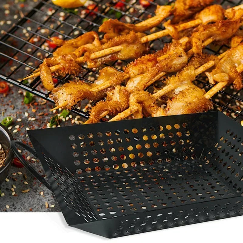 Square barbecue cookware basket with handle accessories outdoor barbecue tools