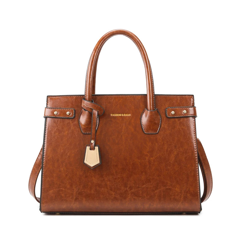 Designer Luxury Women's Shoulder Bag High Capacity Soft Leather Tote Handbags with Zipper Closure Versatile Casual Style