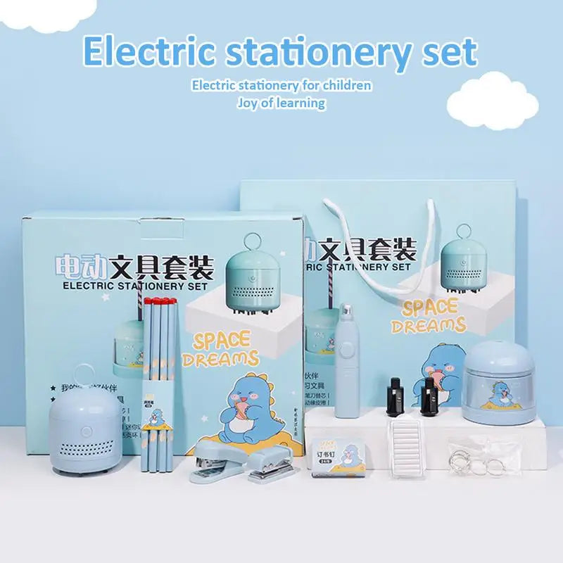 Student Electric Stationery Set Pencil Sharpener Desktop Vacuum Cleaner Portable Automatic Stationery Set