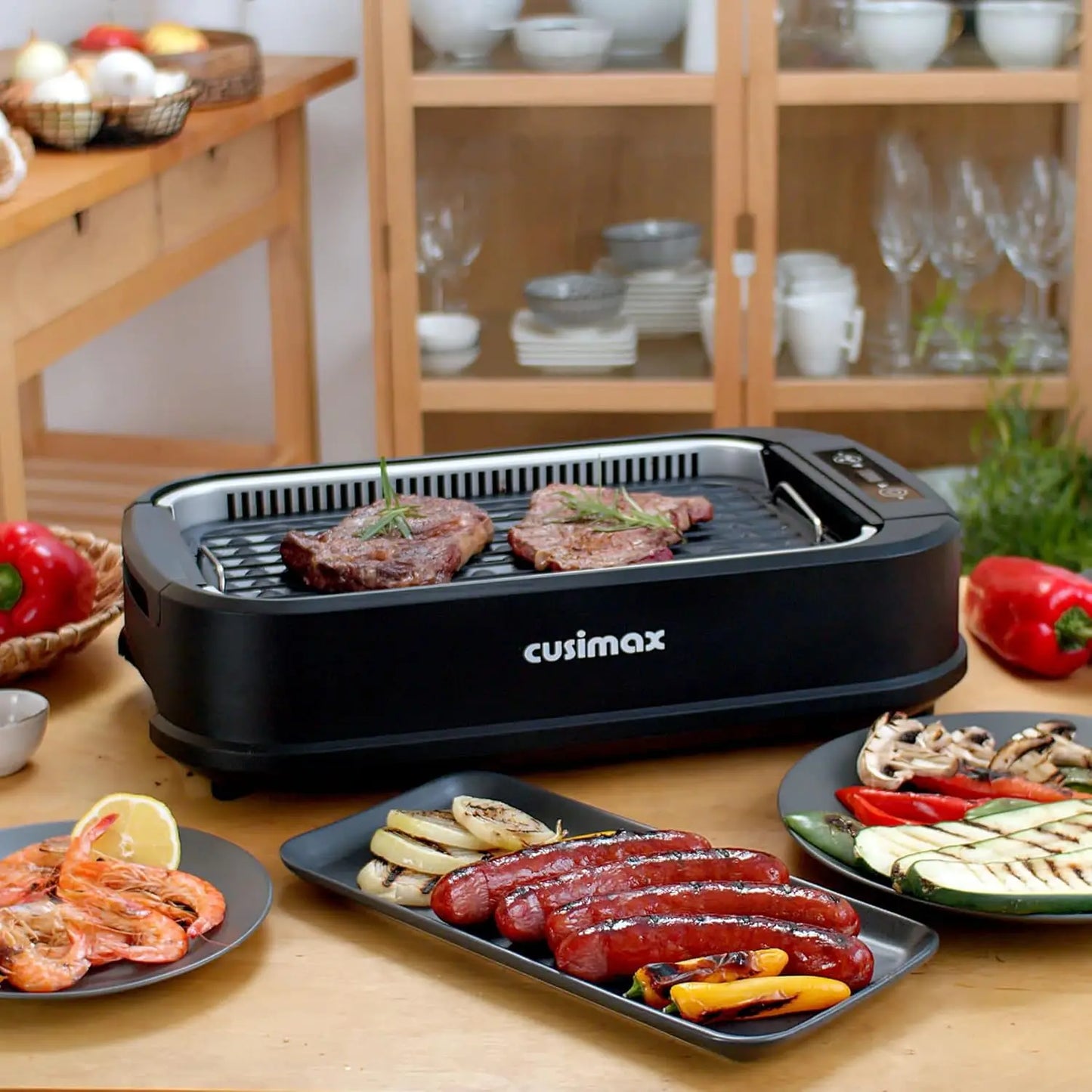 Grill Indoor, CUSIMAX Electric Grill, 1500W Grill Portable BBQ Grill with LED Smart Display