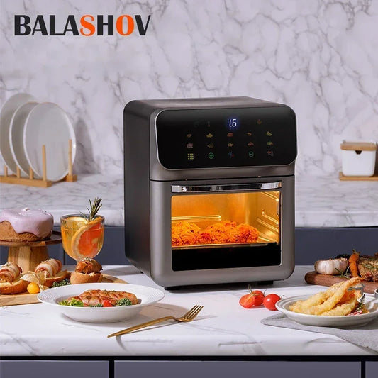 12L Electric Air Fryer Large Capacity Convection Oven Deep Fryer Without Oil Kitchen 360°Baking Viewable Window