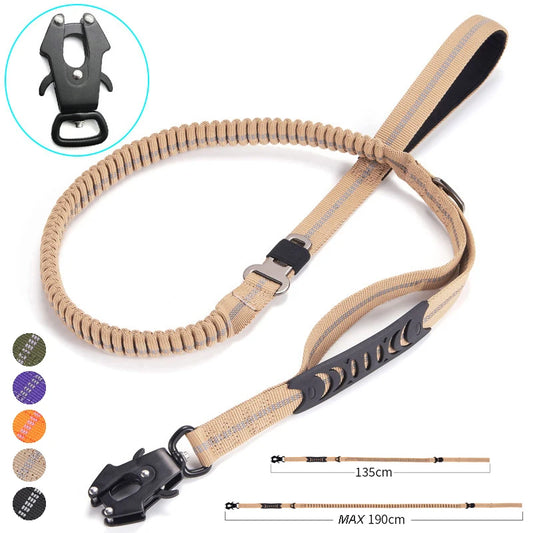 Heavy Duty No Pull Dog Leash Reflective Shock Absorbing Pet Leashes with Car Seatbelt for Large Dogs