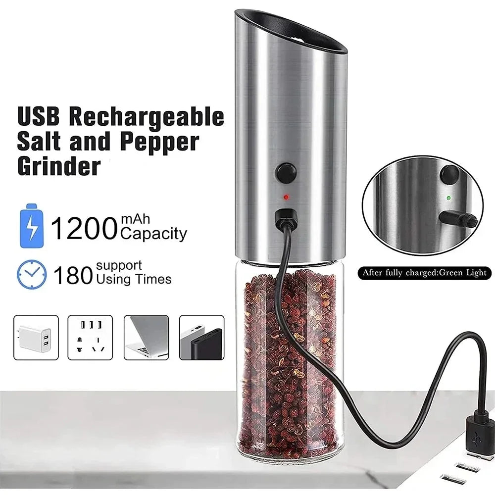 Xiaomi Electric Salt and Pepper Grinder USB Rechargeable Eletric Pepper Mill Shakers Automatic Spice Steel Machine Kitchen Tool