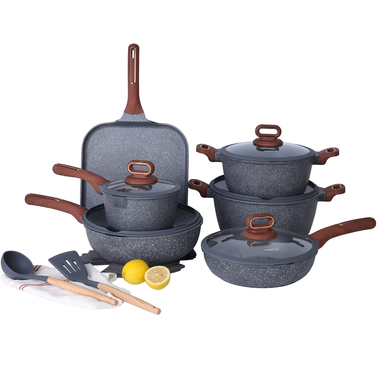 DONNOR Ceramic Cookware Set Nonstick Induction Pots And Pans Kitchen Cooking Set with Frying Pan - Modern Kitchen Essential