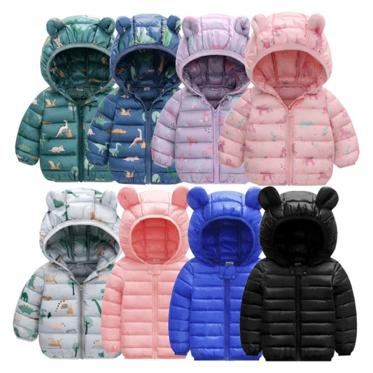 Hooded Lightweight Down Jackets Boy Girl Baby Coat Autumn Winter Outerwear Kids Christmas Birthday Gift