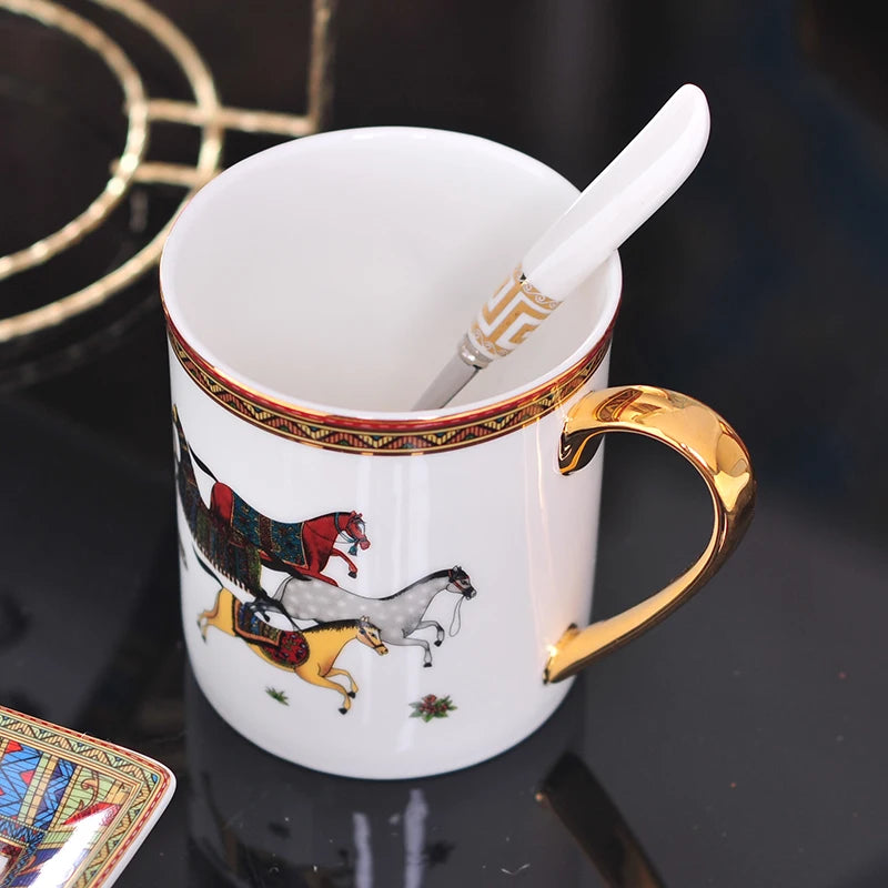 Creative Coffe Cups Set Ceramic Mug Porcelain Teaware Luxury Gift Wedding DecorationTea Cup Set