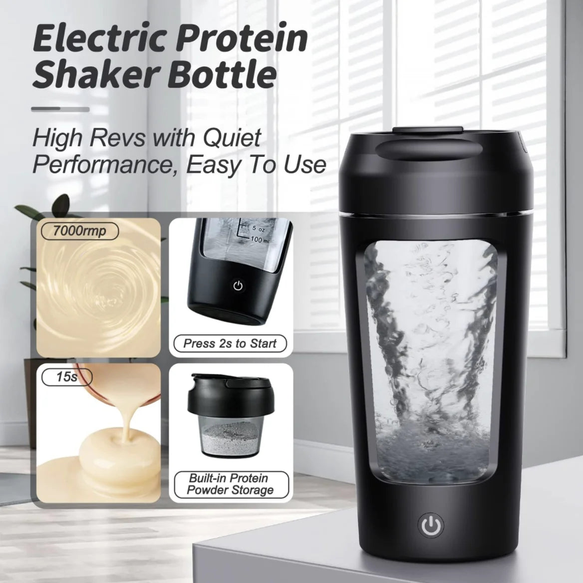 USB Electric Portable  Protein  Shaker bottle, Stirring Cup Rechargeable Free Cocktail Blend