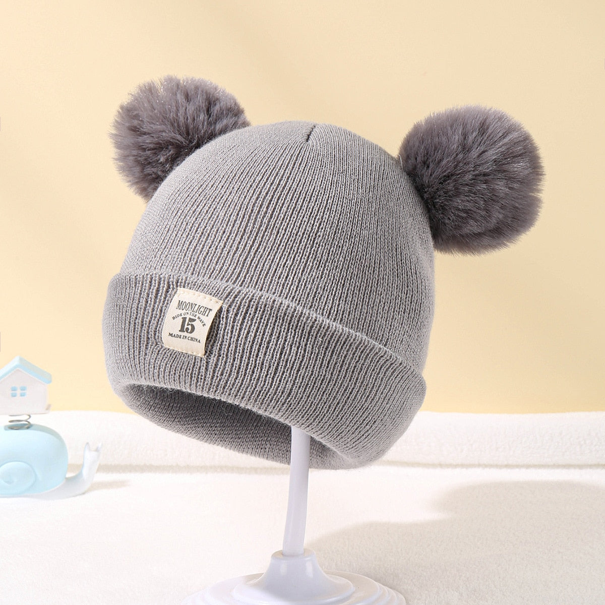 Winter Children Warm Baby Knitted Hats With Pom Pom Kids Knit Beanie Hats Solid Color Children's Hat For Boys Girls Accessories