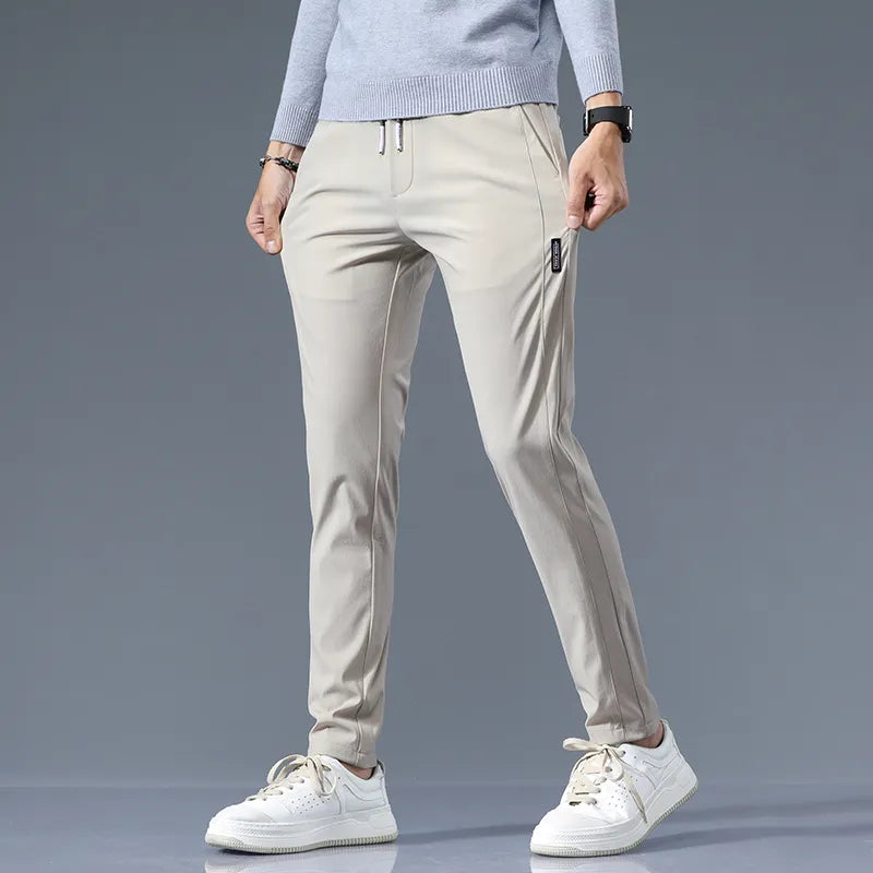 Stretch Casual Pants Men Classic Lightweight Slim Fit Trousers for Men Summer Straight Drawstring Joggers Solid khaki Pants Male