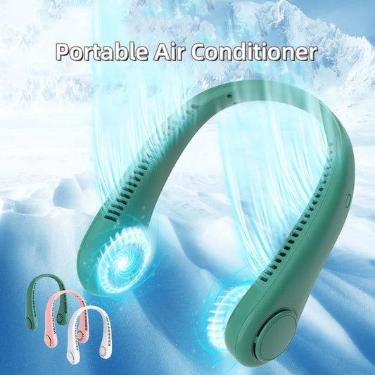 1200mAh Mini Neck Portable No Bladeless Hanging Rechargeable Air Cooler 3 Speed Mini Summer Sport Fan