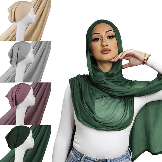 Rayon Shawl One Set Hijabs High Quality Muslim Fashion Head Scarf Headwraps Islam 185x85cm