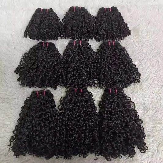 Textured kinky straight hair extensions voluminous tangle free lightweight bulk Indian Remy hair 20-24 inches