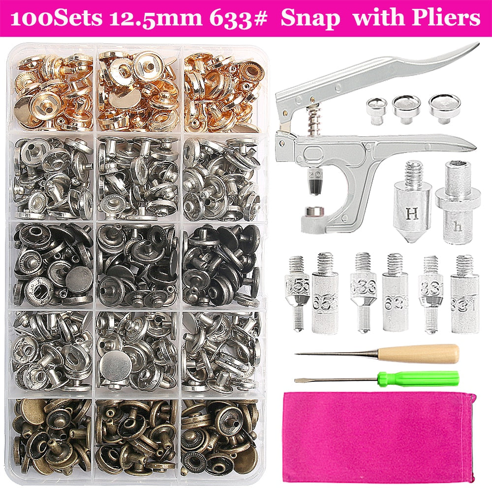 Stainless Steel Snap Button 503# Fasteners Buttons Pliers Punch Hole Mold Sewing Accessories for Clothing Jacket Leather Craft