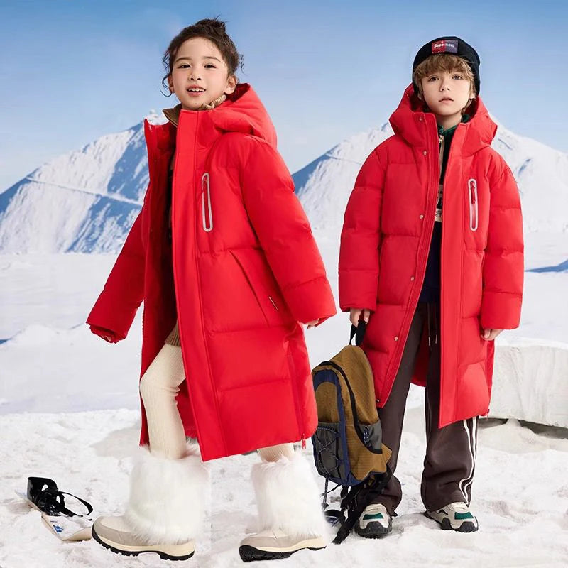 Children Down Cotton Jackets for Boys Girls Winter Long Big Kids Clothing Extremely Cold and Thick Outerwear