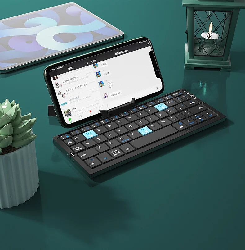 Mini Folding Bluetooth Keyboard Wireless Keypad With Stand Rechargeable Keyboard for Phone Tablet