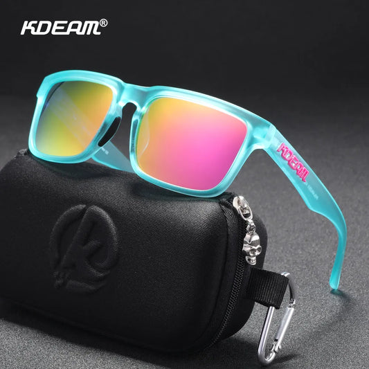 KDEAM Men's Polarized Sunglasses Square Casual Outdoors Women Unisex Sunglass For Couple With Zipper Case