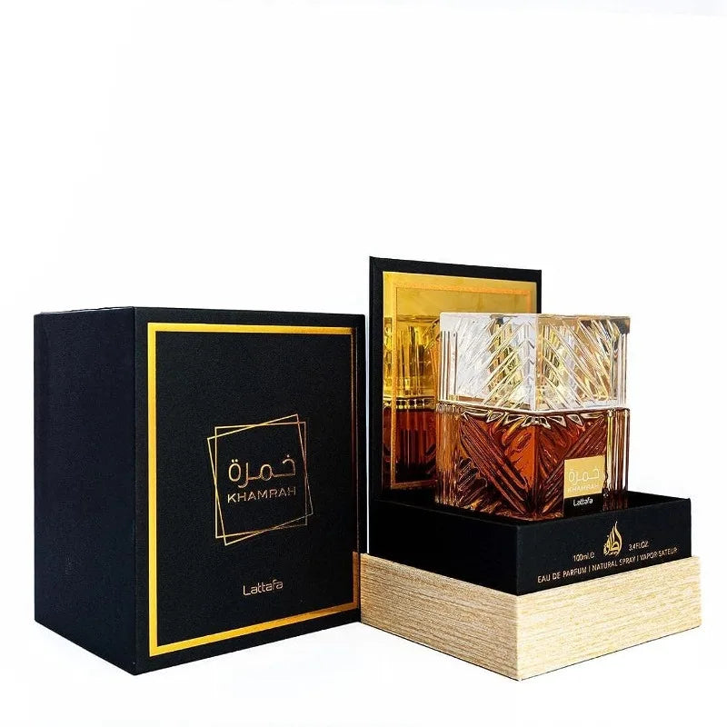 Lattafa Khamrah Unisex Eau De Parfum 3.4oz / 100ml Warm Spicy Amber Vanilla Long-Lasting Perfume with Floral Notes