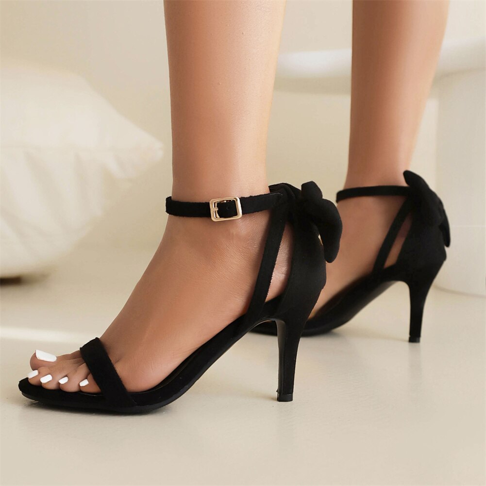 Plus Size 48 Brand New Ladies Thick High Heels Summer Sandals Fashion Bow Solid women&#39;s Sandals Party Office Sexy Shoes Woman