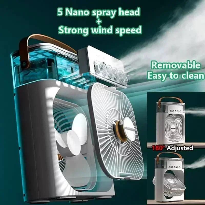 3 In 1 Fan AIr Conditioner Household Small Air Cooler LED Night Light Portable Humidifier Fan Office Home Fan