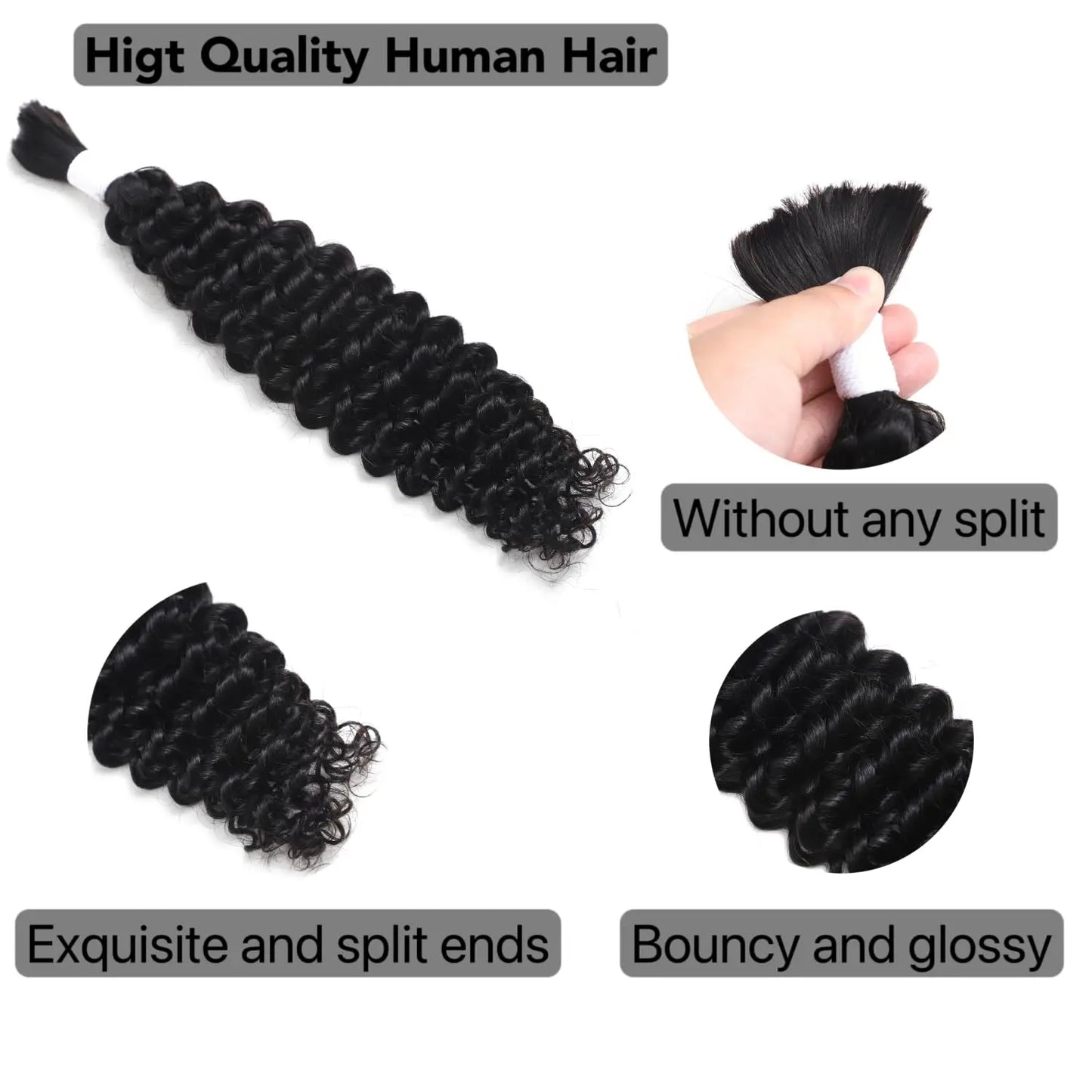 Deep Wave Bulk For Braiding Hair No Weft Human Hair Extension