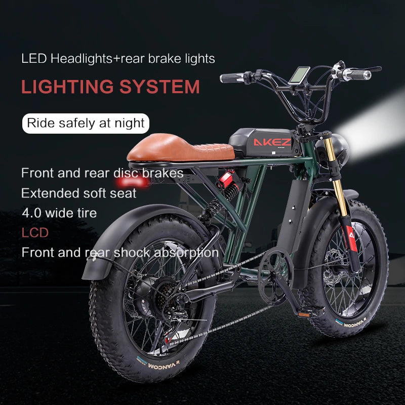 US STOCK Mountain Snow Beach Electric Bicycle Fat Tire Electric Bicycle 13AH/26AH Lithium Battery Long Endurance  Electric Bike