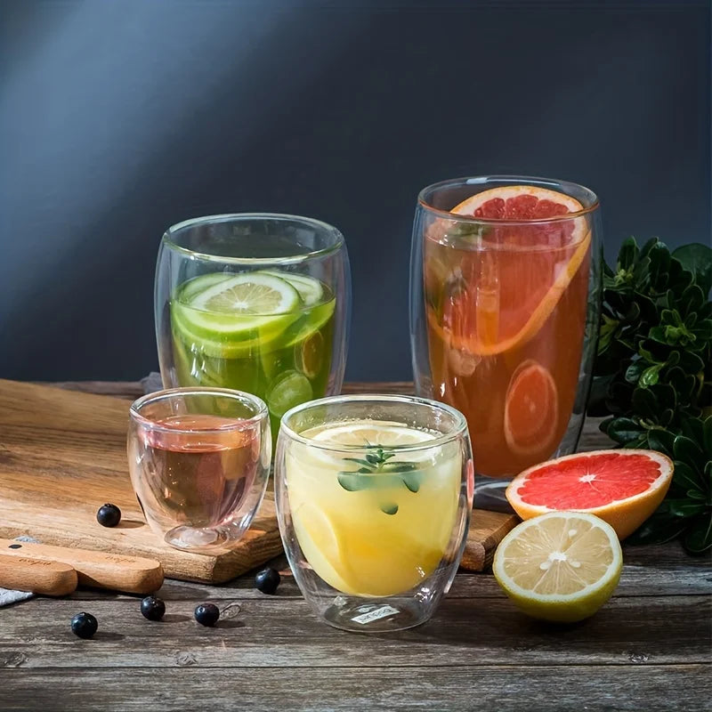 Double Wall Glass Transparent Cup Heat Insulation Handmade Tea Drink Cups MINI Whisky glasses Espresso Coffee Mug