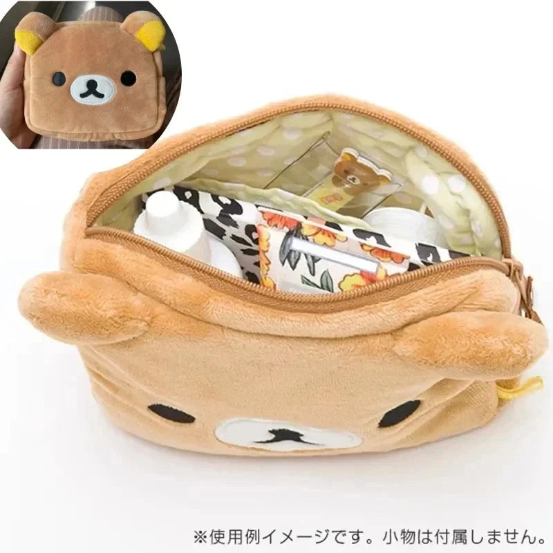 Plush Pouch San-X Rilakkuma Soft Bear Makeup Bag & Pen Case – Cute Vanity Organizer & Kawaii Accessory