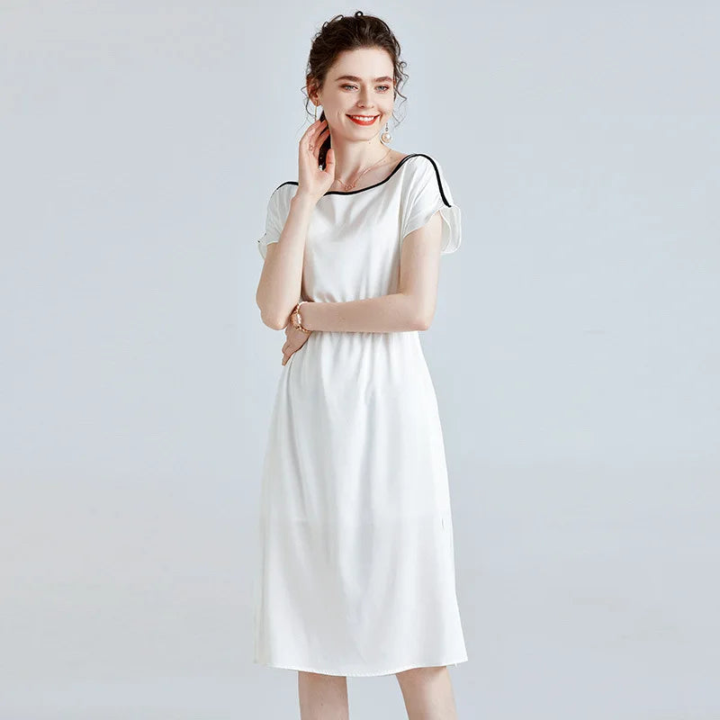 Silk Dress summer Europe and the United States loose thin Satin medium-length Mulberry Silk a-line skirt