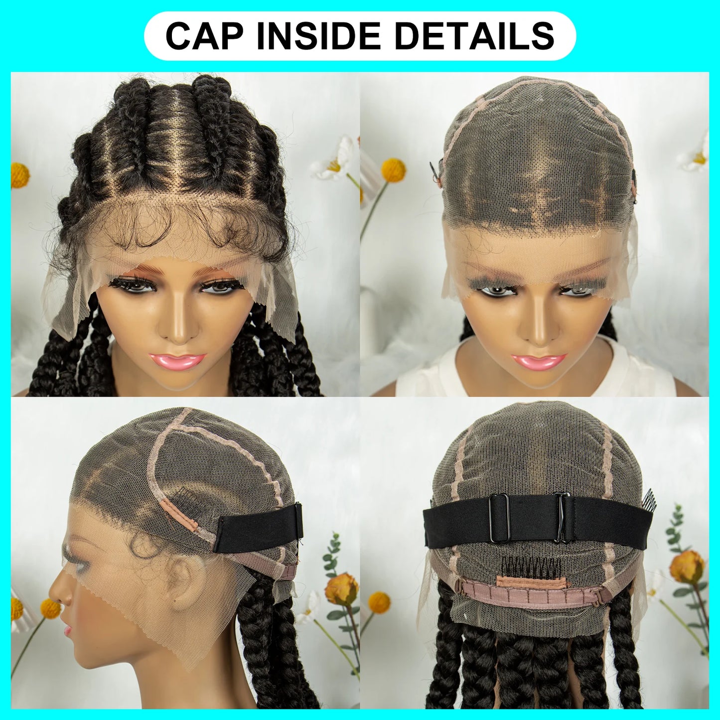 Cornrow Box Braided Synthetic Full Lace Wigs for Africa Women Men Braids Wig