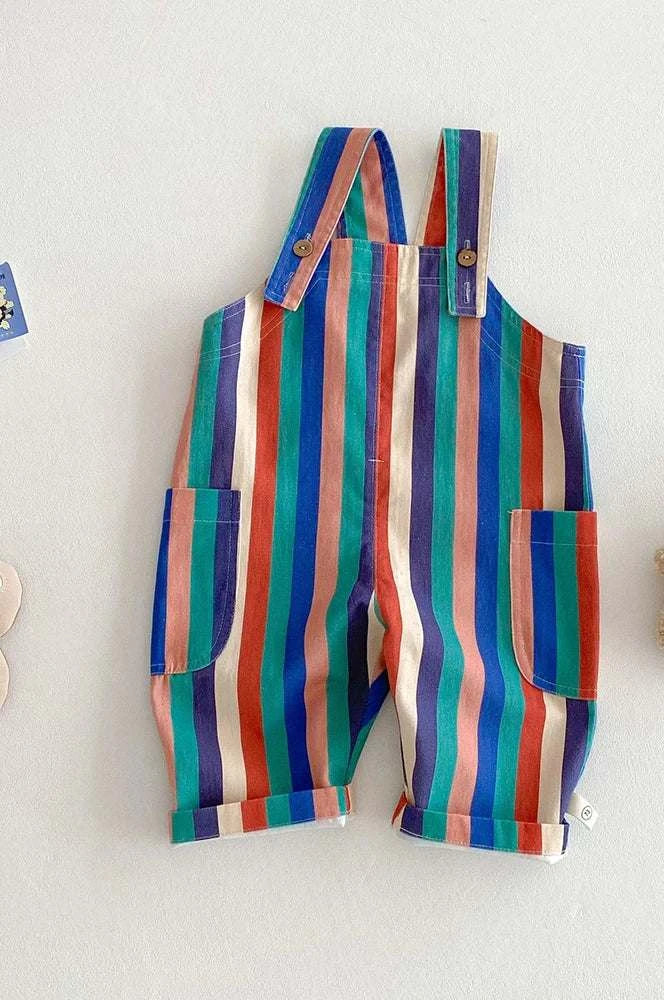Unisex Spring Kids Clothes Fashion Overalls Polk Dot Jumpsuits Striped Overalls Children Play Suit
