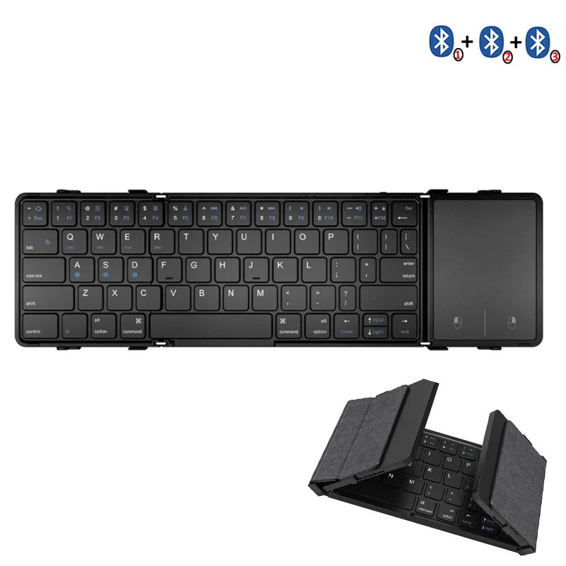 Jomaa Wireless Folding Keyboard with Touchpad/Numer Rechargeable Foldable Bluetooth Keyboard for Tablet Ipad