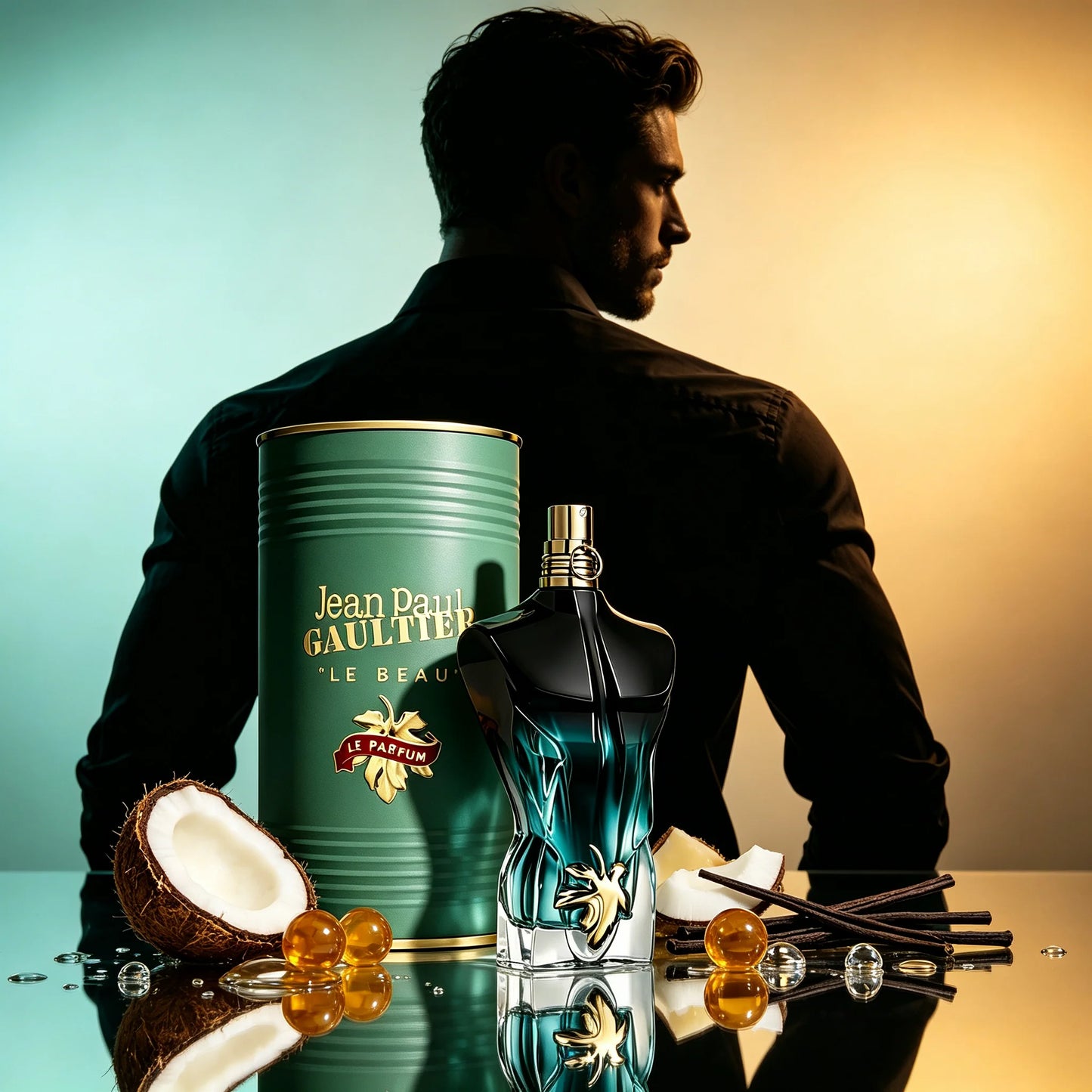 Jean Paul Gaultier Le Beau Le Parfum Intense Designer Perfume Long Lasting Infused with Coconut Wood, Tonka Bean & Sandalwood for Men