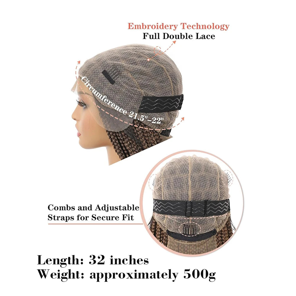 Lace Front Wigs for Women Synthetic Knotless Box Braid Wig