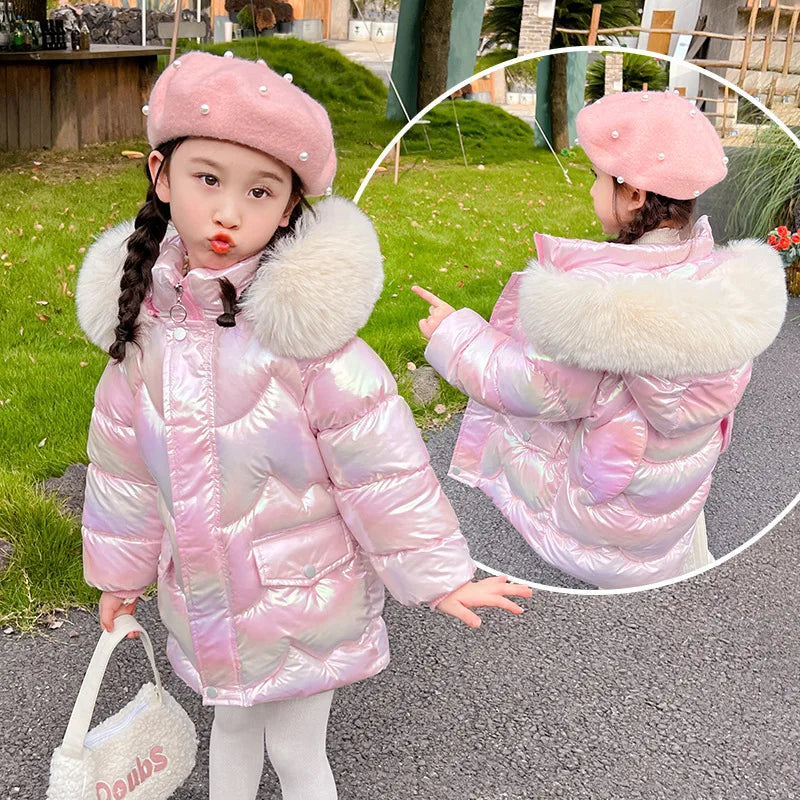 Girls Winter Jacket Cute Warm Parka Snowsuit Children Clothing for 2 3 4 5 6 8 10 years