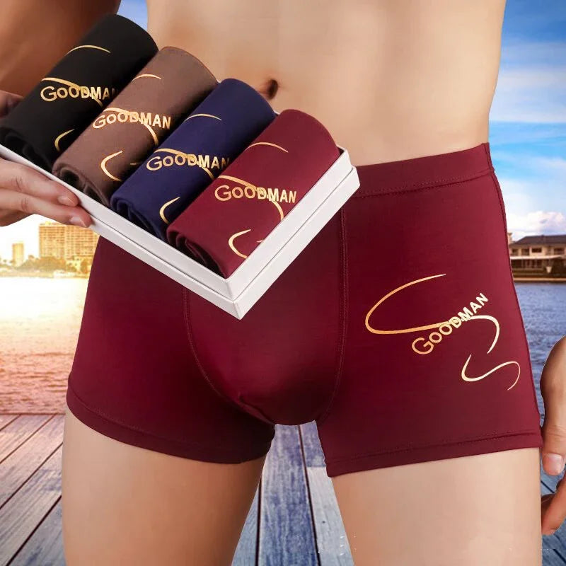 4Pcs/lot Men Underwear Boxer  Shorts Male Underpants Ice Silk Soft Men's Sexy Set  Breathable Panties Comfortable