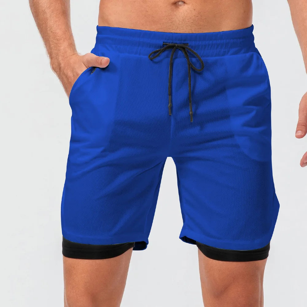 2023 Sport Shorts Men Sportswear Double-deck Running Shorts 2 In 1 Beach Bottoms Summer Gym Fitness Training Jogging Short Pants