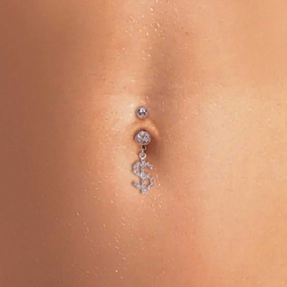 Stonefans Rhinestone Heart Belly Button Nails Body Piercing Jewelry Sexy Crystal Belly Button Ring Wholesale Jewelry for Women