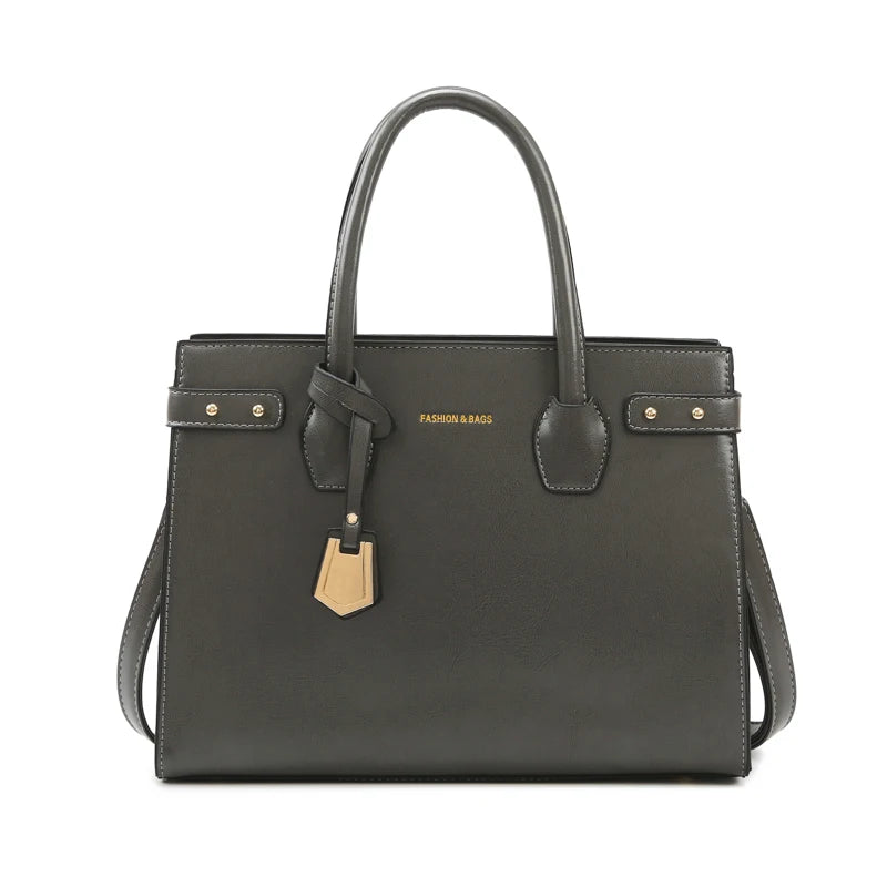Designer Luxury Women's Shoulder Bag High Capacity Soft Leather Tote Handbags with Zipper Closure Versatile Casual Style